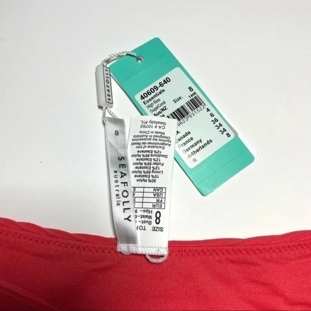 New Seafolly Essential Ribbed High Rise Bikini Bottom